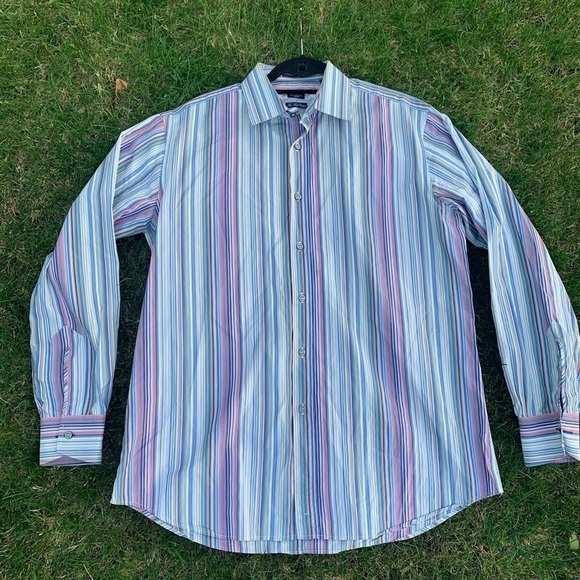 Paul Smith London Multi Color Striped Button Down Shirt 17|43 - Picture 1 of 7